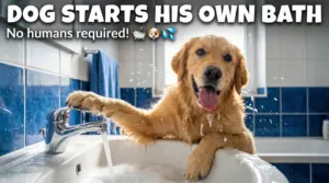 Bath Time Usually Means Hide-and-Seek, But This Dog Had Other Plans!